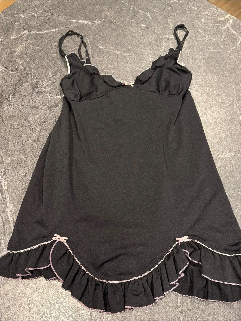 Morbid Threads vintage mini slip dress black pink goth emo small 90s Y2K
